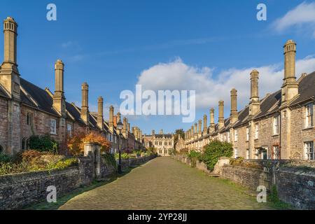 Vicars Close in Wells Cathedral in the town of Wells Stock Photo