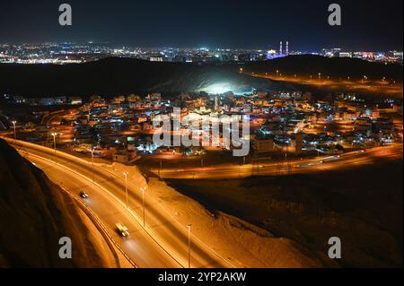 Panoramic night view of Muscat in Oman Stock Photo