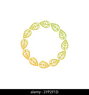 Circle Leaf Vector Illustration. Leaves Round Logo Design Stock Vector