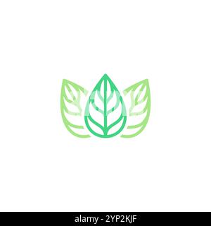 Icon Three Leaf Nature Logo Green Fresh Organic Stock Vector