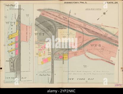 Hudson County, V. 1, Double Page Plate No. 26 [Map bounded by New York Bay] 1908 - 1909 Stock Photo