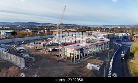 Inverness, UK. 28 Nov 2024. Construction site of the new HMP Highland prison in Inverness, next to the city's largest retail park at Eastfield. The city's current Porterfield Prison has a design capacity of 93 but is today housing 108 prisoners. The new prison has a design capacity of 200 and is expected to open in 2026 at a cost of £209 million. Credit: Andrew Smith/Alamy Stock Photo