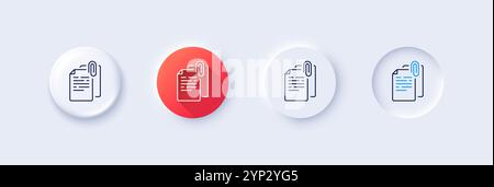 Document attachment line icon. File with paper clip sign. Line icons. Vector Stock Vector