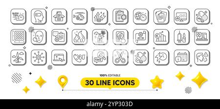 Clipboard, Euro rate and Square meter line icons pack. For web app. 3d design elements. Vector Stock Vector