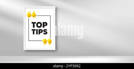 Top tips symbol. Education faq sign. Photo frame banner. Vector Stock Vector
