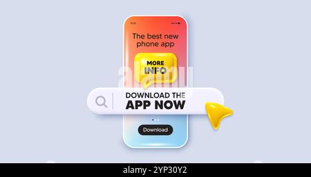 More info symbol. Navigation sign. Download the app now. Phone mockup screen. Vector Stock Vector