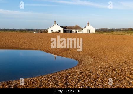 The Beacons bungalow house on beach at Shingle Street, Hollesley Bay ...