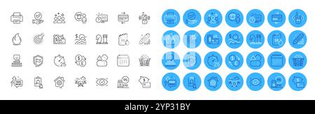Printer, Credit card and Fake news line icons pack. For web app. Color icon buttons. Vector Stock Vector