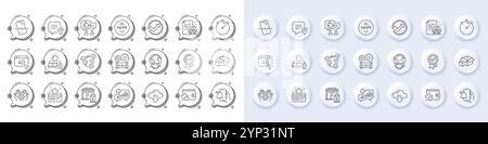 Loyalty program, Puzzle and Employee hand line icons. For web app, printing. Line icons. Vector Stock Vector