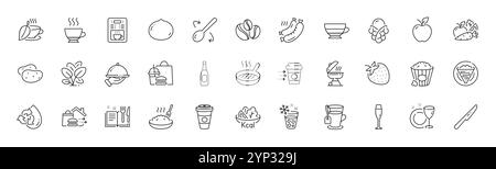 Beer, Salad and Restaurant food line icons. For web app, printing. Line icons. Vector Stock Vector