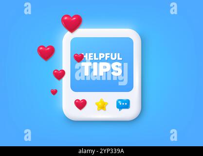 Helpful tips symbol. Education faq sign. Social media post 3d frame. Vector Stock Vector