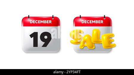 19th day of the month icon. Event schedule date. Calendar date sale 3d icon. Vector Stock Vector