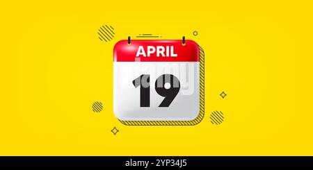 19th day of the month icon. Event schedule date. Calendar date of April 3d icon. Vector Stock Vector