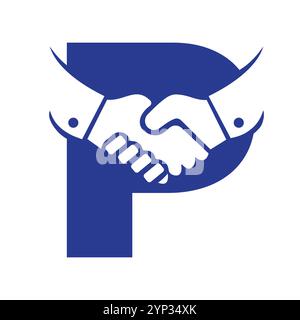 Initial Letter P Agreement Logo Concept With Handshake Icon Vector Template Stock Vector