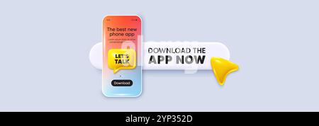 Lets talk tag. Connect offer sign. Download the app now. Phone mockup screen. Vector Stock Vector