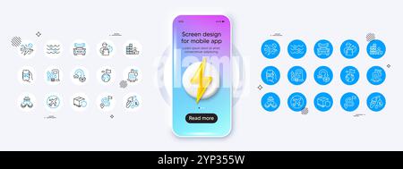 Cancel flight, Delivery man and Delivery insurance line icons. For web app, printing Vector Stock Vector