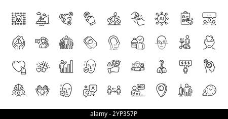 Hiring employees, House protection and Cursor line icons pack. For web app. Line icons. Vector Stock Vector