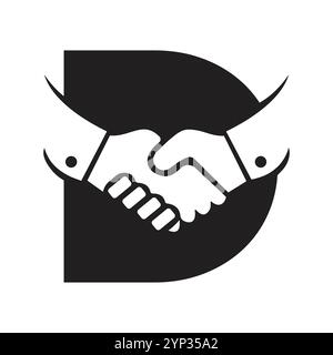 Initial Letter D Agreement Logo Concept With Handshake Icon Vector Template Stock Vector