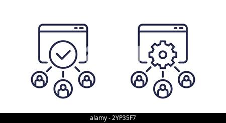 load testing icon, users accessing service Stock Vector