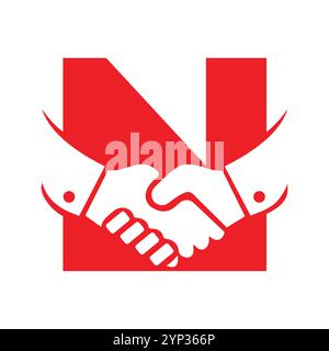 Initial Letter N Agreement Logo Concept With Handshake Icon Vector Template Stock Vector