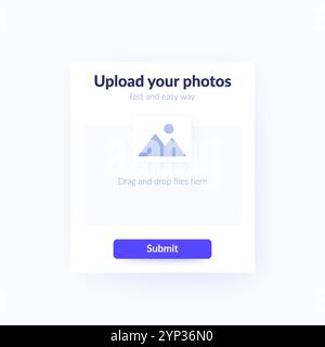 upload photos form with submit button, ui design Stock Vector