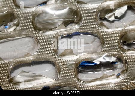 Popping Tablet Open Used Broken Foil Pill Popping Tablet Dispenser Blister Packet ...