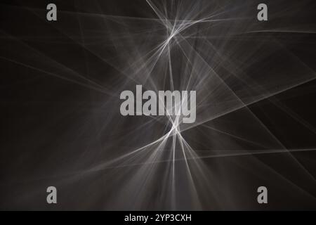 Abstract wallpaper with linear connections on black background Stock Photo
