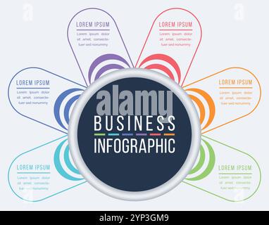 Infographic design 6 Steps, objects, elements or options business information template Stock Vector