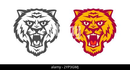 Vector logo of tiger head for sport team. Vector logo of big cat face. Stock Vector