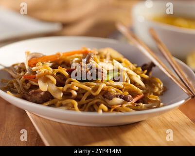 chinese food beef lo mein Stock Photo