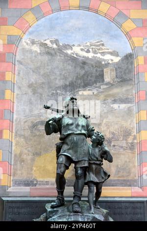 Wilhelm Tell memorial (circa 1900), Altdorf, Kanton Uri, Switzerland, Schweiz, Suisse, Svájc, Europe Stock Photo