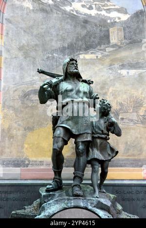 Wilhelm Tell memorial (circa 1900), Altdorf, Kanton Uri, Switzerland, Schweiz, Suisse, Svájc, Europe Stock Photo