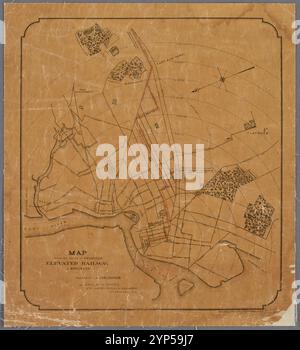 Map showing route of proposed elevated railway in Brooklyn 1880 by Maclay & Davies (Firm) Stock Photo