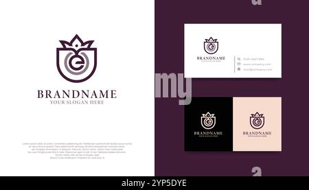 Letter e Monogram logo Design with crown Stock Vector