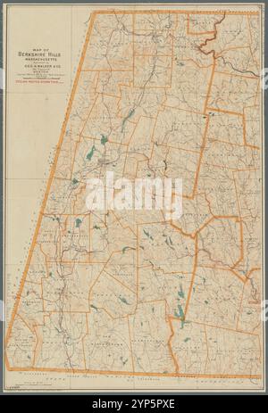 Map of Berkshire hills, Massachusetts 1897 Stock Photo