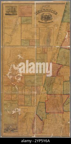 Map of the county of Berkshire, Massachusetts: based upon the trigonometrical survey of the state 1858 by Walling, Henry Francis, 1825-1888 Stock Photo