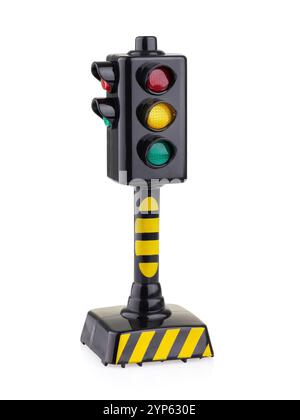 Toy traffic light isolated on white background Stock Photo