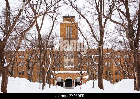 SAPPORO, JAPAN - FEBRUARY 8, 2017: Hokkaido University in winter season. The university has a history dating back to 1876. Stock Photo