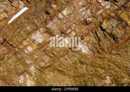 Light brown rock texture. Mountain rough surface. Close-up. Stock Photo