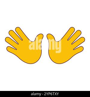 Two Open Hands for Greeting or High Five Gesture. Open Palms Gesture. Double Hands Emoji Icon. Isolated Vector Illustration Stock Vector