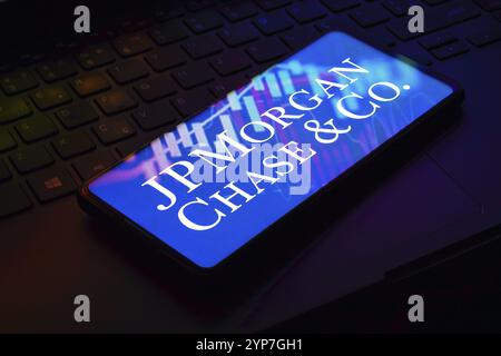 In this photo illustration the JPMorgan Chase & Co logo seen displayed on a smartphone Stock Photo