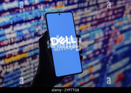 In this photo illustration, the Dell Technologies logo is displayed on ...