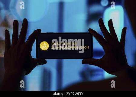 In this photo illustration, the logo of Supreme Court of the United ...