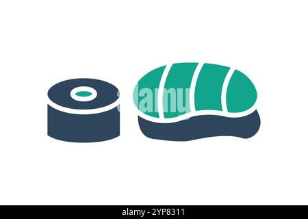 Sushi icon. solid icon style. icon related to meal. meal elements vector illustration Stock Vector