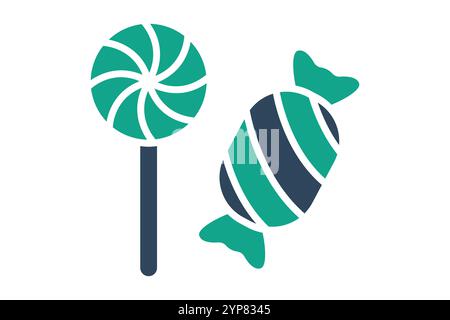 Candy icon. solid icon style. icon related to meal. meal elements vector illustration Stock Vector