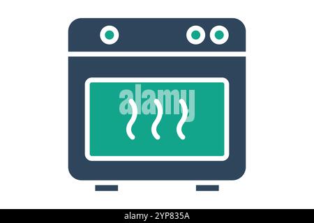 Oven icon. solid icon style. icon related to kitchen utensils. meal elements vector illustration Stock Vector
