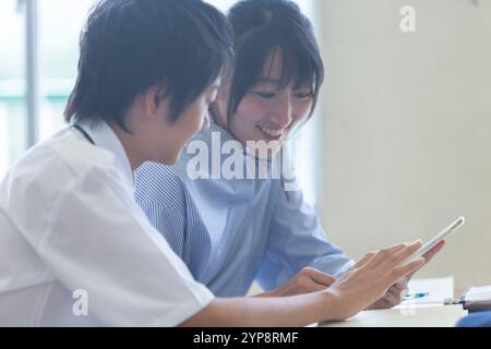 Junior high school students in class Stock Photo
