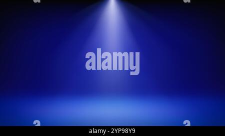 Spotlight blue stage background. Minimalist interior studio room ...