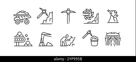 Mining icons set Stock Vector