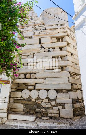 Old Frankish Kastro wall in Parikia, Paros Island, Cyclades, Greece Stock Photo